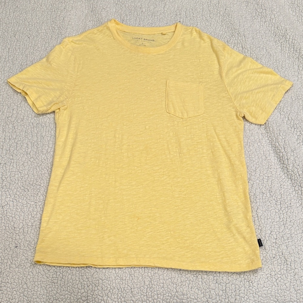 Lucky Brand Linen Short Sleeve Tee Light Yellow